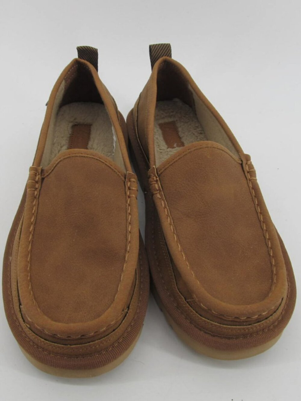 Bass Mens Slippers Moccasins Brown Sherpa Lined Slip On Shoes Size 7.5